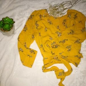 Mustard wrap crop top
